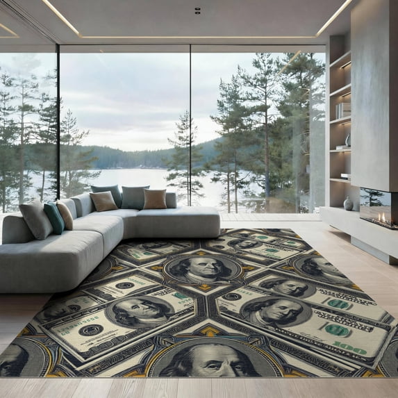 ODIKA 9'x12' Washable Area Rug Graphic Designer Men Print Funky Numeric Bathroom Anime Mens for Dining Room, Basement, Large Office, Non-Slip Chair-Friendly