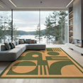 thumbnail image 1 of ODIKA 9'x12' Washable Area Rug Green Beige Geometric Design Elegant Interplay of Abstract Shapes and Lines for Master Suite, California King, Under Bed, Non-Shedding, Easy Care, 1 of 7