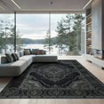 thumbnail image 1 of ODIKA 9'x12' Washable Area Rug Grey Entry Monochrome Scattered Spots Understated Framing Way for Dining Room, Basement, Large Office, Non-Slip Chair-Friendly, 1 of 7