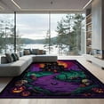 thumbnail image 1 of ODIKA 9'x12' Washable Area Rug Halloween Eerie Spooky Bats Gothic Skull Frame for Great Room, Indoor Concept, Large Living Low Pile, Flatwoven, 1 of 7
