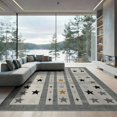 thumbnail image 1 of ODIKA 9'x12' Washable Area Rug Under Layered Door Stripe Bold Doormat Stars Checkered Farmhouse Grid for Dining Room, Basement, Large Office, Non-Slip Chair-Friendly, 1 of 7