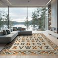 thumbnail image 1 of ODIKA 9'x12' Washable Area Rug Letter Abc Tone Geometric Border Classroom Childcare Alphabet Flowing Dynamic for Master Suite, California King, Under Bed, Non-Shedding, Easy Care, 1 of 7
