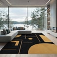 thumbnail image 1 of ODIKA 9'x12' Washable Area Rug Low Pile, Flatwoven, Black Gold Geometric Design Elegant Abstract Lines and Shapes for Modern Decor for Great Room, Indoor Concept, Large Living, 1 of 7