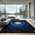 thumbnail image 1 of ODIKA 9'x12' Washable Area Rug Low Pile, Flatwoven, Blue Galaxy Nebula Starry Meteorite Deep Astrology Uranus Themed Swirling Vortex Design for Great Room, Indoor Concept, Large Living, 1 of 7