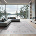 thumbnail image 1 of ODIKA 9'x12' Washable Area Rug Low Pile, Flatwoven, Charm Border Whimsical Scattered Polka Dot Motifs Boho Scallop Pink Flowing for Great Room, Indoor Concept, Large Living, 1 of 7