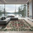 thumbnail image 1 of ODIKA 9'x12' Washable Area Rug Low Pile, Flatwoven, Circle Botanical Semi Symmetrical Vine Traditional Semicircle for Great Room, Indoor Concept, Large Living, 1 of 7