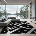 thumbnail image 1 of ODIKA 9'x12' Washable Area Rug Low Pile, Flatwoven, Contemporary Interlocking Shapes With Minimalist Line Motif Abstract Flowing for Great Room, Indoor Concept, Large Living, 1 of 7