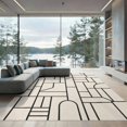 thumbnail image 1 of ODIKA 9'x12' Washable Area Rug Low Pile, Flatwoven, Cream Black Geometric Lines and Blocks Design Elegant Contemporary with Angles for Great Room, Indoor Concept, Large Living, 1 of 7