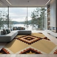 thumbnail image 1 of ODIKA 9'x12' Washable Area Rug Low Pile, Flatwoven, Farmhouse Interlocking Diamonds Southwestern Stepped Border Arae for Great Room, Indoor Concept, Large Living, 1 of 7