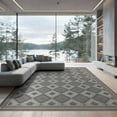 thumbnail image 1 of ODIKA 9'x12' Washable Area Rug Low Pile, Flatwoven, Farmhouse Slate Ivory Repeating Motif Symmetrical Juniper Neutral for Great Room, Indoor Concept, Large Living, 1 of 7