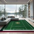thumbnail image 1 of ODIKA 9'x12' Washable Area Rug Low Pile, Flatwoven, Football Gridiron Field Markings Door Stadium Theme Footaball for Great Room, Indoor Concept, Large Living, 1 of 7