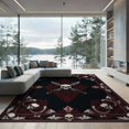 thumbnail image 1 of ODIKA 9'x12' Washable Area Rug Low Pile, Flatwoven, Gothic Skull Movie Motif Spooky Vintage Border Halloween Ghost Horror Refined for Great Room, Indoor Concept, Large Living, 1 of 7