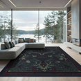 thumbnail image 1 of ODIKA 9'x12' Washable Area Rug Low Pile, Flatwoven, Halloween Gothic Mansion Skull Scattered Details Spooky Cobweb for Great Room, Indoor Concept, Large Living, 1 of 7