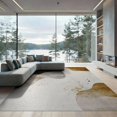 thumbnail image 1 of ODIKA 9'x12' Washable Area Rug Low Pile, Flatwoven, Large Beige Abstract Contemporary Layered Neutral Splash Brushstroke for Great Room, Indoor Concept, Living, 1 of 7