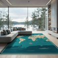 thumbnail image 1 of ODIKA 9'x12' Washable Area Rug Low Pile, Flatwoven, Large Storytelling Map Explorer Is Featuring Whales Dolphins for Great Room, Indoor Concept, Living, 1 of 7