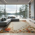 thumbnail image 1 of ODIKA 9'x12' Washable Area Rug Low Pile, Flatwoven, Neutral Cream Vintage Boho Bordered Bouquet Distressed Retro Motifs for Great Room, Indoor Concept, Large Living, 1 of 7