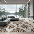 thumbnail image 1 of ODIKA 9'x12' Washable Area Rug Low Pile, Flatwoven, Print Southwestern Abstract Inspired Patches Border Spotted Cow Refined for Great Room, Indoor Concept, Large Living, 1 of 7