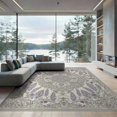 thumbnail image 1 of ODIKA 9'x12' Washable Area Rug Low Pile, Flatwoven, Purple Traditional Lilac Featuring Symmetrical Center Lavendar for Great Room, Indoor Concept, Large Living, 1 of 7
