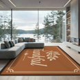 thumbnail image 1 of ODIKA 9'x12' Washable Area Rug Low Pile, Flatwoven, Warm Brown Thankful Leaf Design Elegant with Botanical Accents for Great Room, Indoor Concept, Large Living, 1 of 7