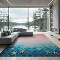 thumbnail image 1 of ODIKA 9'x12' Washable Area Rug Mermaid Gradient Fish Scale Ombre Seashell Border for Dining Room, Basement, Large Office, Non-Slip Chair-Friendly, 1 of 7