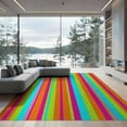 thumbnail image 1 of ODIKA 9'x12' Washable Area Rug Mid Graphic Bold Multicolor Vertical Playful Crayon Century Retro for Dining Room, Basement, Large Office, Non-Slip Chair-Friendly, 1 of 7