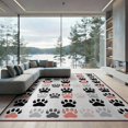 thumbnail image 1 of ODIKA 9'x12' Washable Area Rug Modern Geometric Dog Print Contemporary Animal Motif Repeating Border for Dining Room, Basement, Large Office, Non-Slip Chair-Friendly, 1 of 7