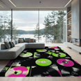 thumbnail image 1 of ODIKA 9'x12' Washable Area Rug Music Vinyl Note Record Funky Y2k Album Bold Disc Collage Round for Great Room, Indoor Concept, Large Living Low Pile, Flatwoven, 1 of 7
