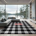 thumbnail image 1 of ODIKA 9'x12' Washable Area Rug Non-Shedding, Easy Care Buffalo Plaid Farmhouse Check With Hello Lettering Christmas Motif for Master Suite, California King, Under Bed, 1 of 7