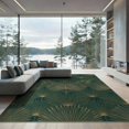 thumbnail image 1 of ODIKA 9'x12' Washable Area Rug Non-Shedding, Easy Care Fan Shaped Botanical Motif Elegant Border Structured Foliage Design for Master Suite, California King, Under Bed, 1 of 7