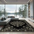 thumbnail image 1 of ODIKA 9'x12' Washable Area Rug Non-Shedding, Easy Care Foyer Boho Traditional Mirrored Detailing Entryway Beige Bamboo for Master Suite, California King, Under Bed, 1 of 7