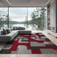 thumbnail image 1 of ODIKA 9'x12' Washable Area Rug Non-Shedding, Easy Care Geometric Abstract Squares Asymmetric Block Mosaic Long Border for Master Suite, California King, Under Bed, 1 of 7