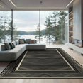 thumbnail image 1 of ODIKA 9'x12' Washable Area Rug Non-Shedding, Easy Care Large Minimalist Blackrug Symmetrical Block Motif Covering Border for Master Suite, California King, Under Bed, 1 of 7