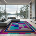 thumbnail image 1 of ODIKA 9'x12' Washable Area Rug Non-Shedding, Easy Care Memphis Bold Border Hip Blocks Retro Interlocking Squiggle Funky 80S Refined for Master Suite, California King, Under Bed, 1 of 7