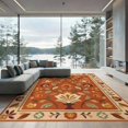 thumbnail image 1 of ODIKA 9'x12' Washable Area Rug Non-Shedding, Easy Care Orange Floral Symphony with Elegant Borders Intricate Botanical Motifs and Symmetrical for Master Suite, California King, Under Bed, 1 of 7