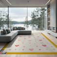 thumbnail image 1 of ODIKA 9'x12' Washable Area Rug Non-Shedding, Easy Care Pencil School Coquette Vintage Kawaii Schoolgirl Border Classroom for Master Suite, California King, Under Bed, 1 of 7