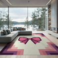 thumbnail image 1 of ODIKA 9'x12' Washable Area Rug Non-Shedding, Easy Care Pixel Grid Retro Stepped Frame Motif Atomic Geometric Mid Century Refined for Master Suite, California King, Under Bed, 1 of 7