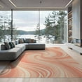 thumbnail image 1 of ODIKA 9'x12' Washable Area Rug Non-Shedding, Easy Care Swirling Wave Ombre Abstract Flow Pastel Ripple Peach Gradient Refined for Master Suite, California King, Under Bed, 1 of 7