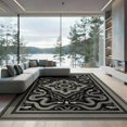 thumbnail image 1 of ODIKA 9'x12' Washable Area Rug Non-Shedding, Easy Care Vintage Interlocking Scale Border Retro Aesthetic Snake Serpent Refined for Master Suite, California King, Under Bed, 1 of 7
