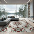 thumbnail image 1 of ODIKA 9'x12' Washable Area Rug Non-Shedding, Easy Care Vintage Roses Ornate Scroll Border Semicircle Cookies Circle Semi Refined for Master Suite, California King, Under Bed, 1 of 7