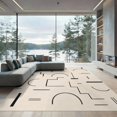 thumbnail image 1 of ODIKA 9'x12' Washable Area Rug Non-Slip, Chair-Friendly Beige Black Geometric Abstract Art Design Contemporary Motifs with Bold Lines for Dining Room, Basement, Large Office, 1 of 7