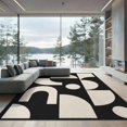 thumbnail image 1 of ODIKA 9'x12' Washable Area Rug Non-Slip, Chair-Friendly Black White Geometric Abstract Art Design Contemporary Shapes and Balanced Visual for Dining Room, Basement, Large Office, 1 of 7