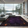thumbnail image 1 of ODIKA 9'x12' Washable Area Rug Non-Slip, Chair-Friendly Dark Purple Gothic Elegance Design Victorian Inspired Motifs with Moonlit for Dining Room, Basement, Large Office, 1 of 7