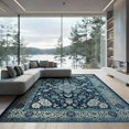 thumbnail image 1 of ODIKA 9'x12' Washable Area Rug Non-Slip, Chair-Friendly Entryway Scrolling Botanical Border Transitional Door Orientalisch for Dining Room, Basement, Large Office, 1 of 7