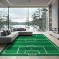 thumbnail image 1 of ODIKA 9'x12' Washable Area Rug Non-Slip, Chair-Friendly Field Pitch Grid Border Interactive Velvet Practice Football Soccer Refined for Dining Room, Basement, Large Office, 1 of 7