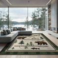 thumbnail image 1 of ODIKA 9'x12' Washable Area Rug Non-Slip, Chair-Friendly Fishing Panel Cabin Vintage Badge Forest Border Wildlife Print for Dining Room, Basement, Large Office, 1 of 7