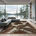 thumbnail image 1 of ODIKA 9'x12' Washable Area Rug Non-Slip, Chair-Friendly Frond Oversized Motif Slim Border Rectangular Fronds Beige Cream Refined for Dining Room, Basement, Large Office, 1 of 7