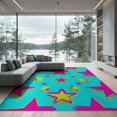 thumbnail image 1 of ODIKA 9'x12' Washable Area Rug Non-Slip, Chair-Friendly Funky Aesthetic Cartoon Vibrant Contrast Graphic Bold for Dining Room, Basement, Large Office, 1 of 7