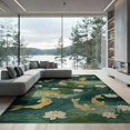 thumbnail image 1 of ODIKA 9'x12' Washable Area Rug Non-Slip, Chair-Friendly Koi Pond Fish Plant Cartoon Butter Cubicle Bug Woodland Golf Flowing Dynamic for Dining Room, Basement, Large Office, 1 of 7