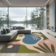 thumbnail image 1 of ODIKA 9'x12' Washable Area Rug Non-Slip, Chair-Friendly Multicolor Abstract Geometric Design Modern Shapes with Flowing Lines for Dining Room, Basement, Large Office, 1 of 7