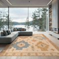 thumbnail image 1 of ODIKA 9'x12' Washable Area Rug Non-Slip, Chair-Friendly Muted Earth Tones Geometric Design Intricate Southwestern Motif with Borders for Dining Room, Basement, Large Office, 1 of 7